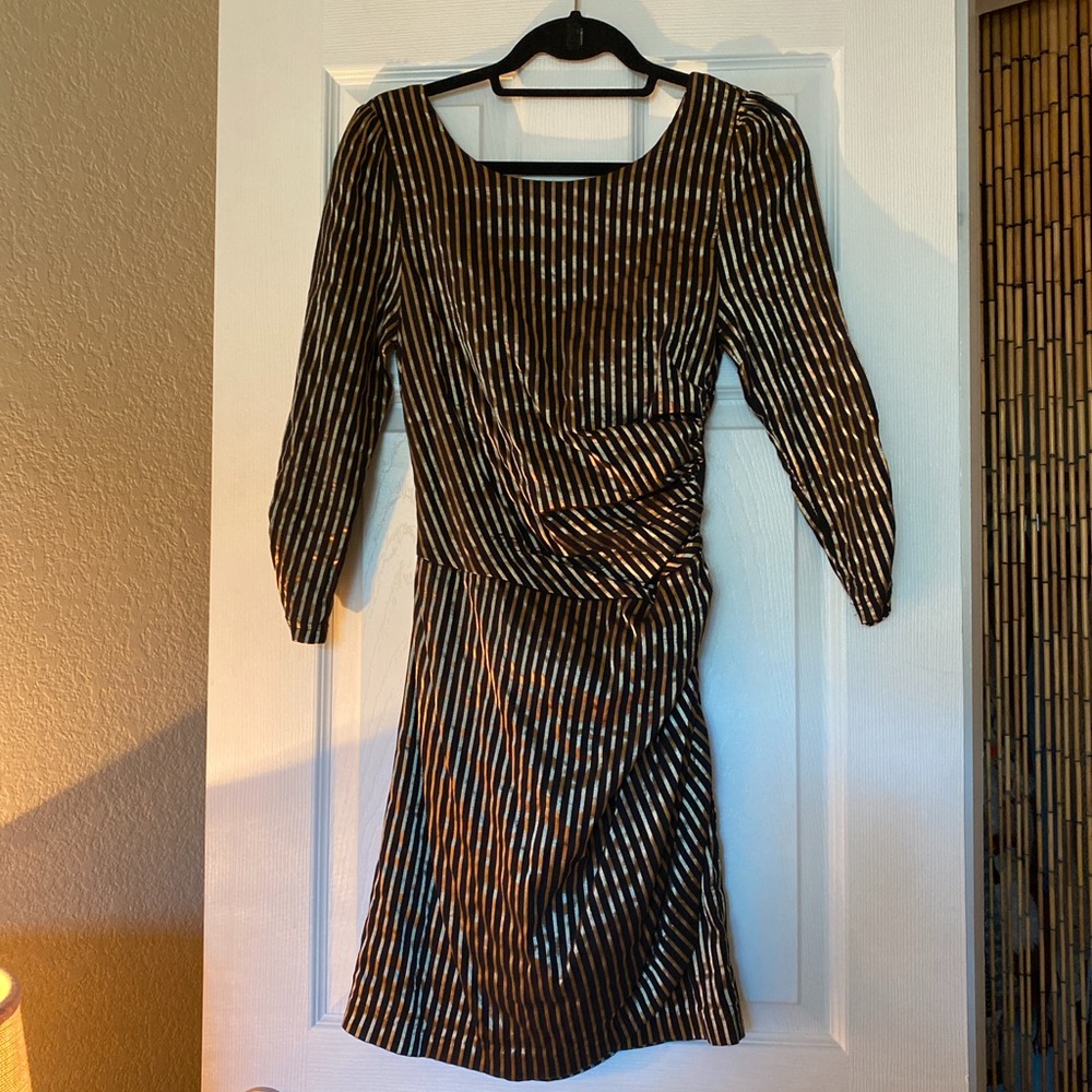 Nasty Gal Gold and Black Striped Dress